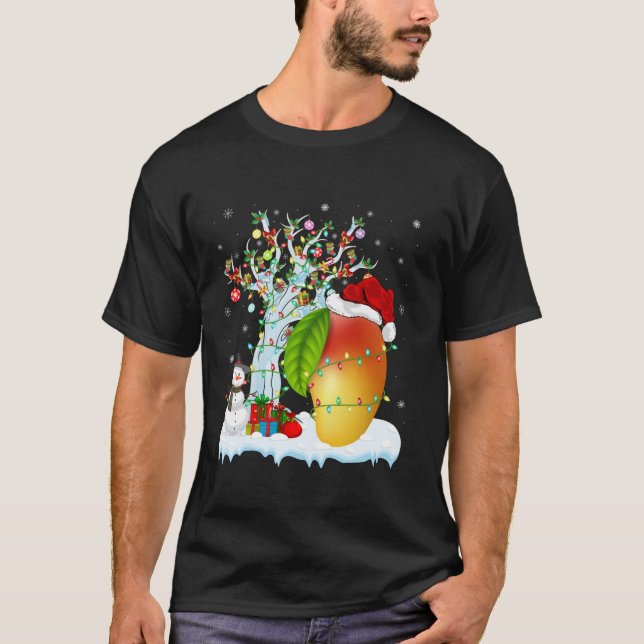 Camiseta Mango Fruta Xmas Lighting Tree Santa Hat Mango Chr (Frente)