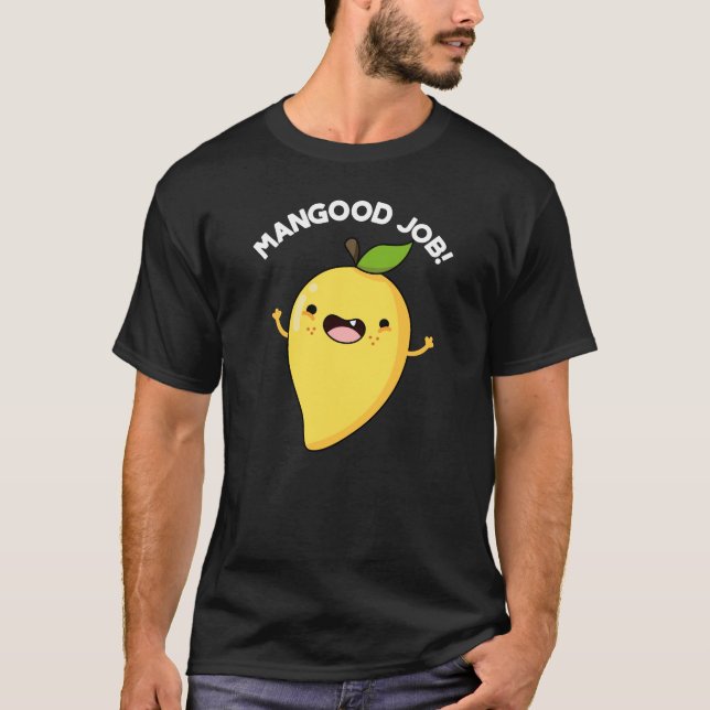 Camiseta Mangood Job Funny Mango Fruta Pun Dark BG (Frente)