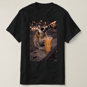 Camiseta Mangusto Legal Bebendo Café Gelado Animal Divertid