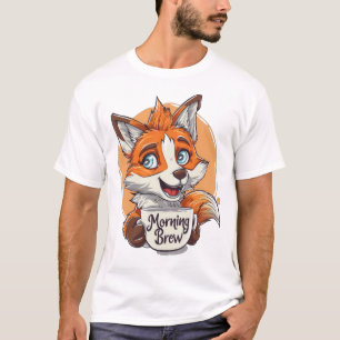 Camiseta Manhã Brew" Fox Café Lover Whimsical Acordar Up