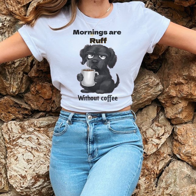 Camiseta Manhã é Ruff sem café Pet Cog e Café (Criador carregado)