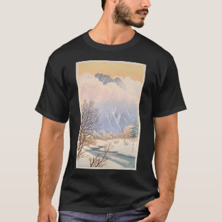 Camiseta Manhã Nebulosa em Yotsuya Mitsuke de Hasui Kawase