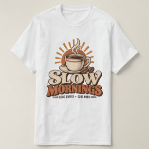 Camiseta Manhãs Lentas Café Bom Amante de Café Vintage