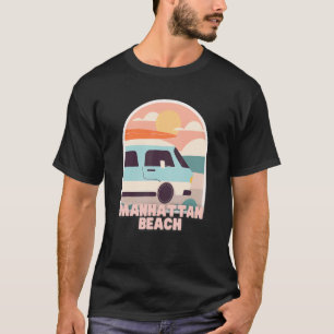Camiseta Manhattan Beach Retro Pastel Cores Sun e Surfing