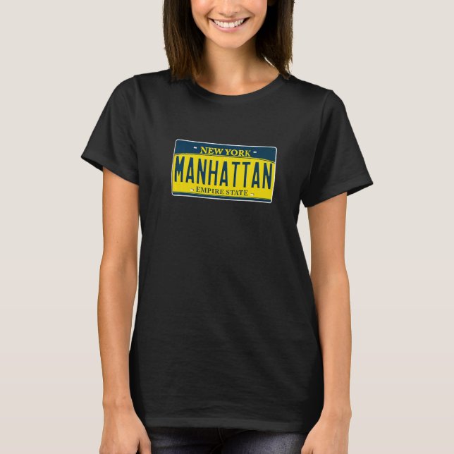 Camiseta Manhattan New York NY USA Neighborhood License Pla (Frente)