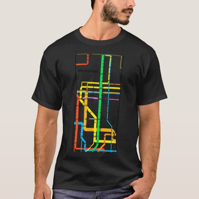 Camiseta Manhattan New York Nyc Subway Map Retro Rail Trans (Frente)