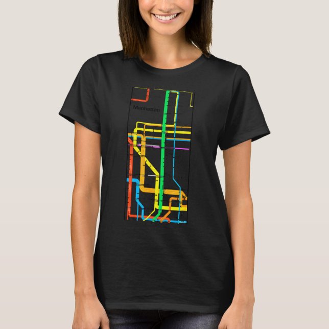 Camiseta Manhattan New York Nyc Subway Map Retro Rail Trans (Frente)
