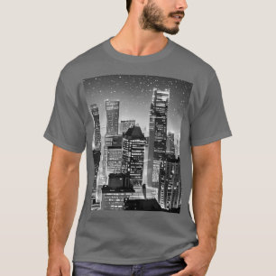 Camiseta Manhattan sob as estrelas em preto e branco