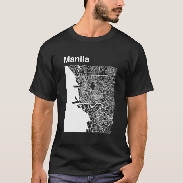 Camiseta Manila Filipinas - Clássico Mapa Gráfico (Frente)