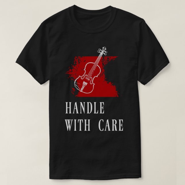 Camiseta Manipulação de violino com cuidado (Frente do Design)