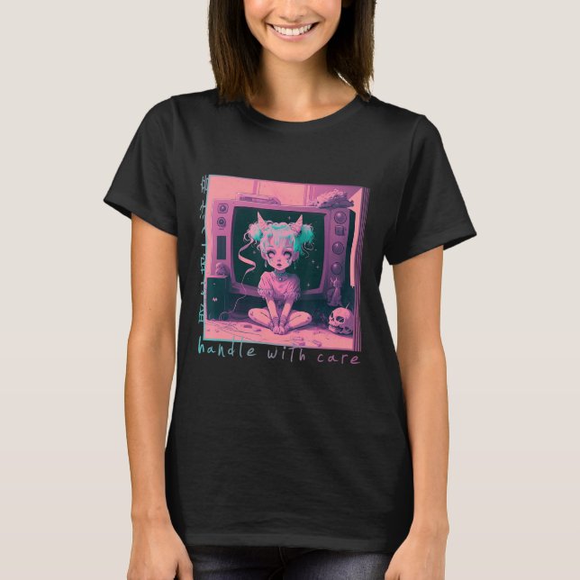 Camiseta Manipular com o Gótico Kawaii Anime Menhera do Pas (Frente)