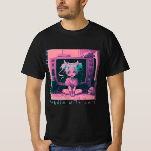 Camiseta Manipular com o Gótico Kawaii Anime Menhera do Pas