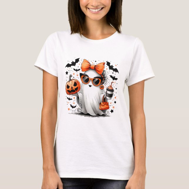 Camiseta Manípulo de Cartoons Ghost Halloween Diva Cute (Frente)