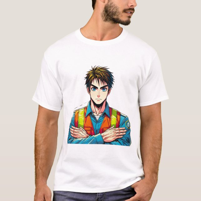 Camiseta Männer Basic T-Shirt mit Manga-Sicherheitsfachmann (Frente)