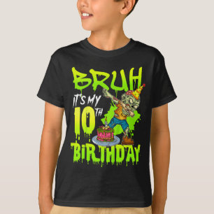 Camiseta Mano 10º Aniversário Amante de Zumbi Meninos de 10