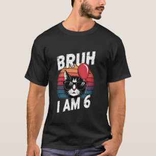 Camiseta Mano Eu Tenho 6 Anos Gatos Crianças Festa de Anive