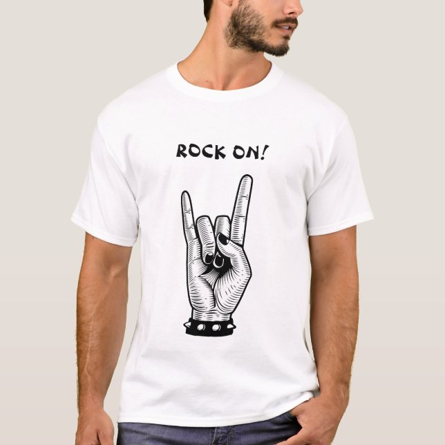 Camiseta mans Hand Rocker chifres Sinal de arte (Frente)