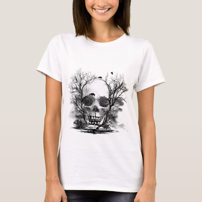 Camiseta MANSÃO CRUL - casa assombrada - horror - Halloween (Frente)