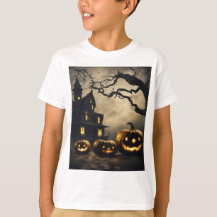 Camiseta Mansão de Halloween 🦹 com Jack-o-Lanterns