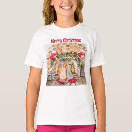 Camiseta Manta de Natal aconchegante com cachorro e gato