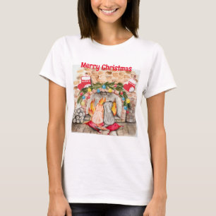 Camiseta Manta de Natal com cão e gato