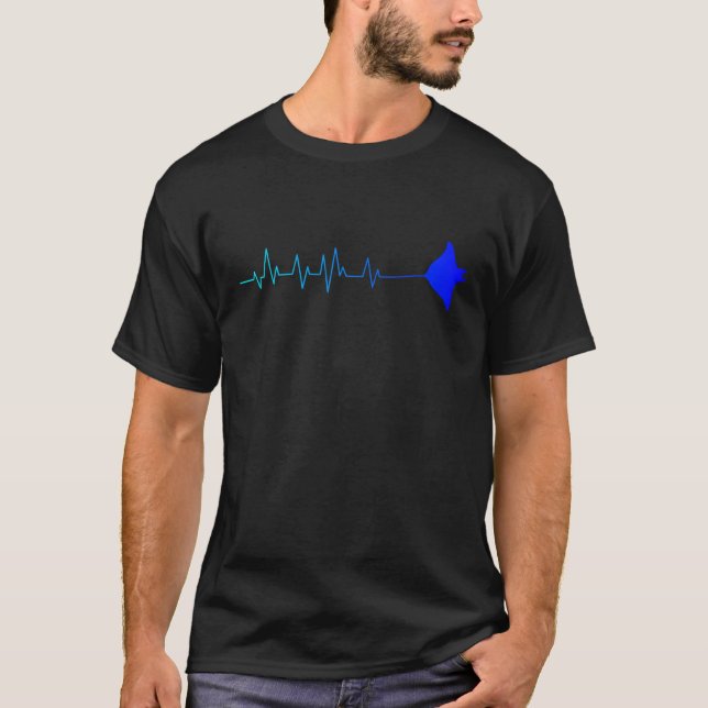 Camiseta Manta Ray Heartbeat Stingray Fish Ocean Biologist (Frente)