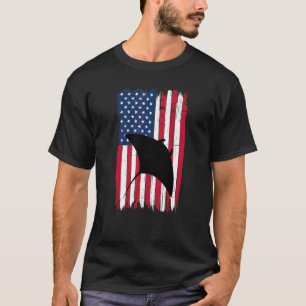 Camiseta Manta Ray Ocean Silhouette American Flag Usa Patri