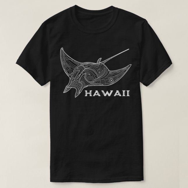 Camiseta Manta Ray Polynésia Estilo Tatuagem design Havaian (Frente do Design)