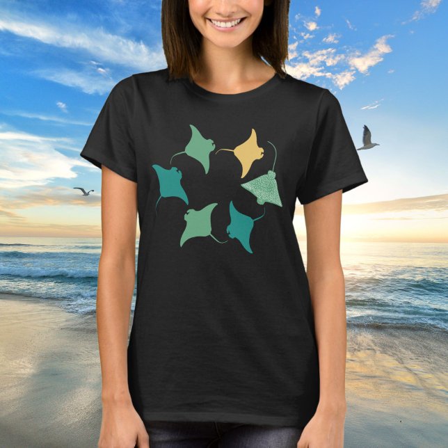 Camiseta Manta Ray Stingray Oceano Verde Minimalista (Criador carregado)