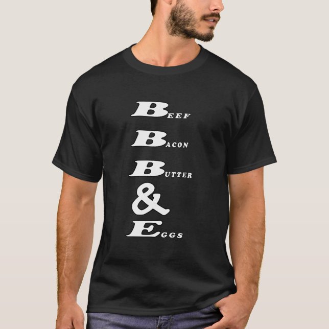 Camiseta Manteiga de carne de bovino e ovos dieta humana ad (Frente)