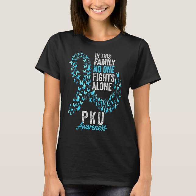 Camiseta Manteiga Mês de Consciência PKU Borboletas Azul Cl (Frente)