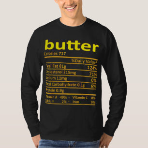 Camiseta Manteiga Nutrição Engraçada Ação de Graças Comida