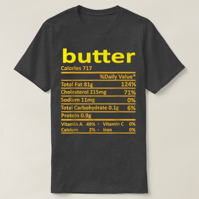Camiseta Manteiga Nutrição Engraçada Ação de Graças Comida  (Frente do Design)