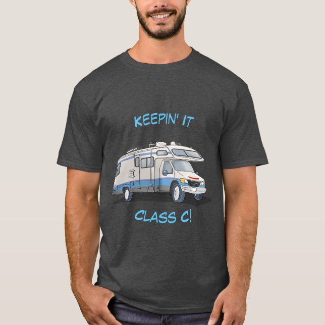 Camiseta Mantendo o caneca de café da classe C Motorhome (Frente)