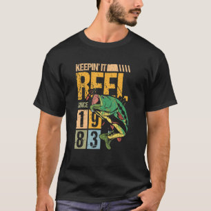 Camiseta Mantendo-O Enrolado Desde 1983 Peixes De Pesca Vin