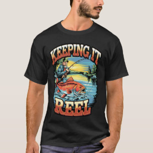 Camiseta Mantendo o Reel Design de Piada de Pesca Engraçado