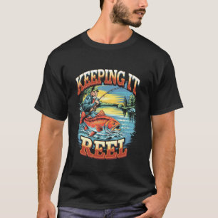 Camiseta Mantendo o Reel Engraçado Design de Piada de Pesca
