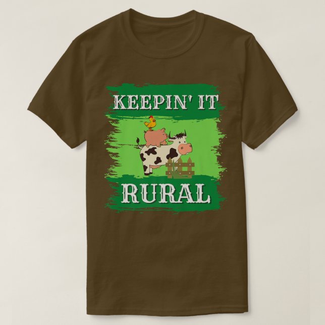 Camiseta Mantendo-o rural, suínos, vacas, galinhas, agricul (Frente do Design)