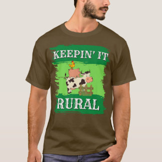 Camiseta Mantendo-o rural, suínos, vacas, galinhas, agricul