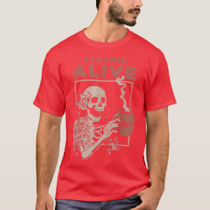 Camiseta Mantendo Vivo Bebendo Floral Frio Salão de Café