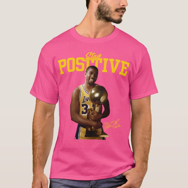 Camiseta Mantenha a assinatura de magia Johnson positiva (Frente)