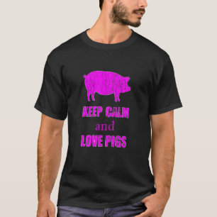 Camiseta Mantenha a Calma Ama Porcos Dono de Cobaias Gráfic