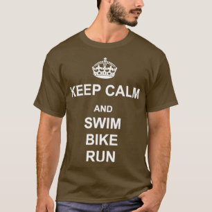 Camiseta Mantenha a calma e a bicicleta de Natação branca