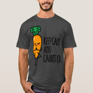 Camiseta Mantenha a calma e a cenoura no engraçado Yoga pun
