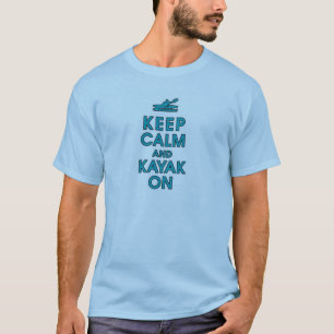 Camiseta mantenha a calma e a pá engraçada do caiaque que