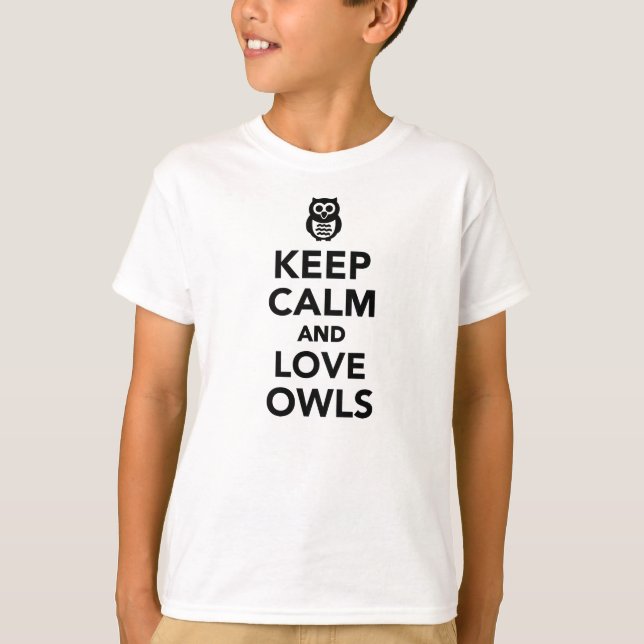 Camiseta Mantenha a calma e ame corujas (Frente)