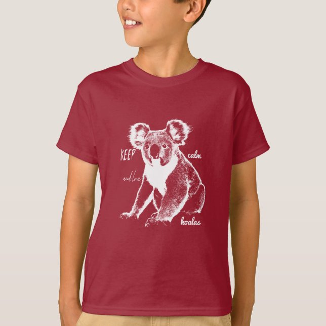 Camiseta Mantenha a calma e ame Koalas T-Shirt (Frente)