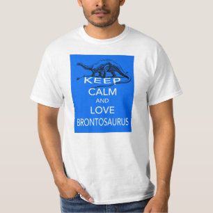 Camiseta Mantenha a Calma e Ame o design de dinossauro Bron