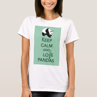 Camiseta Mantenha a Calma e Ame Presentes de Arte de Pandas