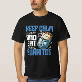 Camiseta mantenha a calma e coma burritos